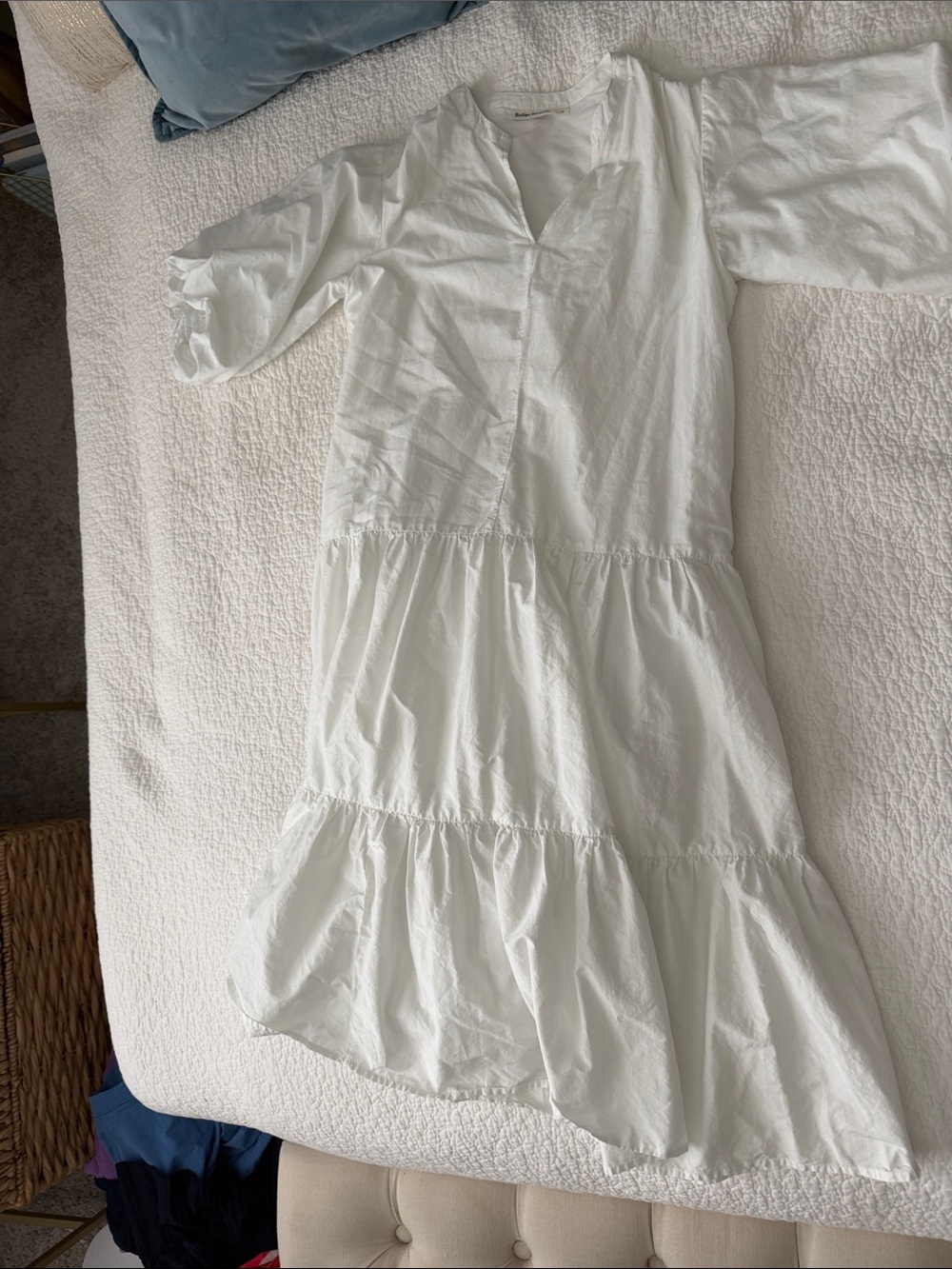 Roller Rabbit White Tiered Cotton V-Neck Dress